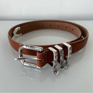 Vintage Brighton Brown Leather Belt with Silver Buckle Charms